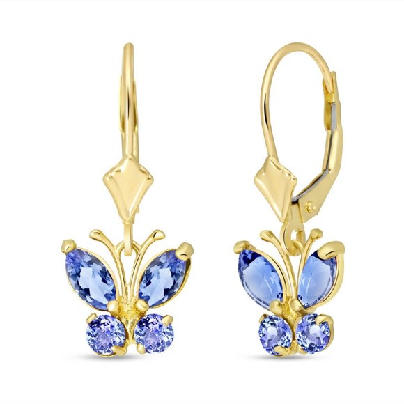 Galaxy Gold Products Jewelry - 14K. GOLD BUTTERFLY EARRING WITH  TANZANITES